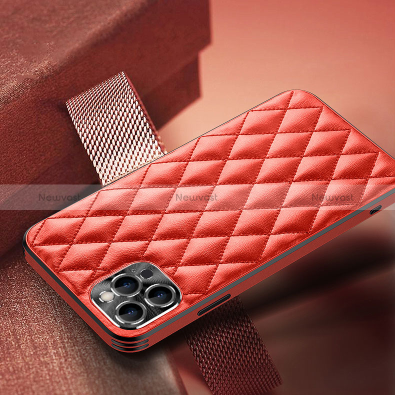 Soft Luxury Leather Snap On Case Cover A07 for Apple iPhone 14 Pro Max Red