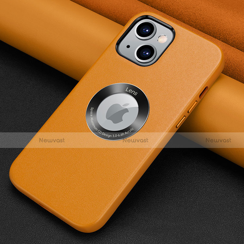 Soft Luxury Leather Snap On Case Cover A08 for Apple iPhone 13 Orange