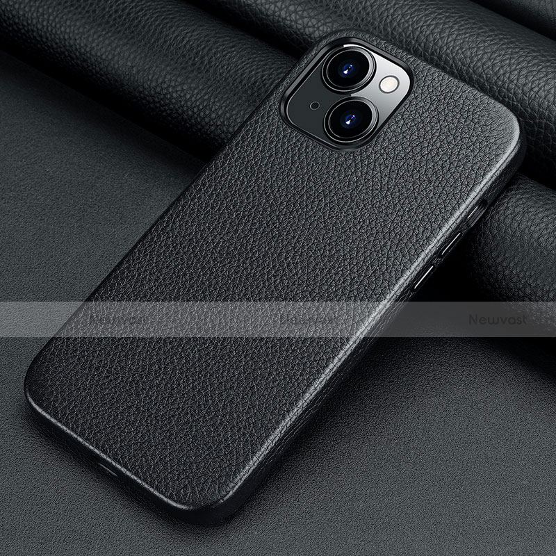 Soft Luxury Leather Snap On Case Cover A09 for Apple iPhone 13 Black