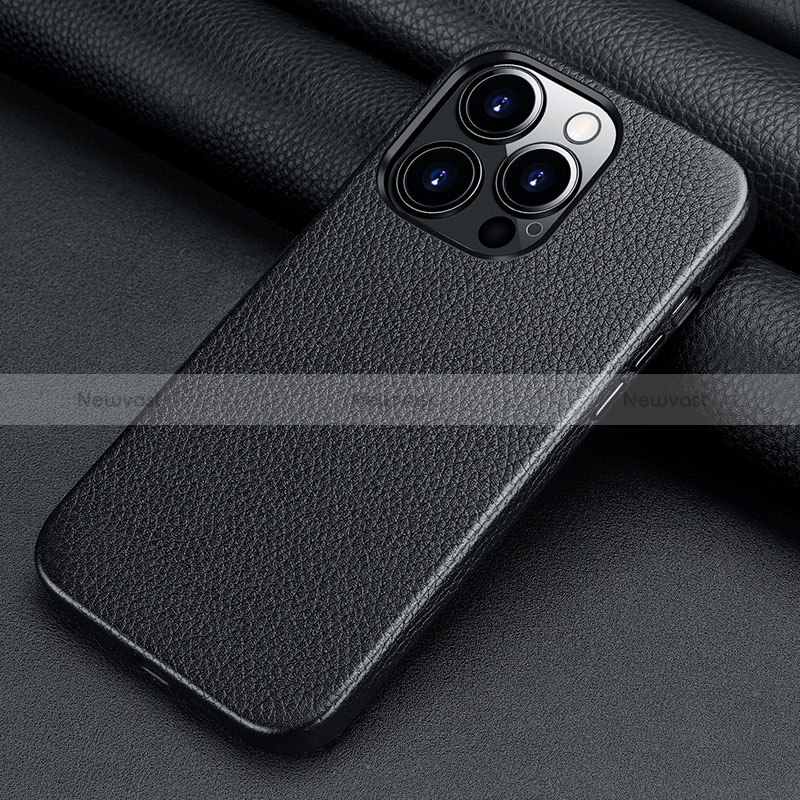 Soft Luxury Leather Snap On Case Cover A09 for Apple iPhone 14 Pro Black