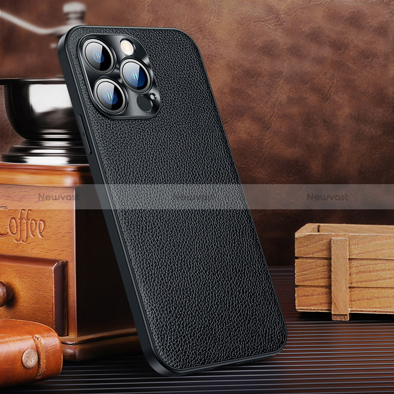 Soft Luxury Leather Snap On Case Cover A11 for Apple iPhone 14 Pro Black