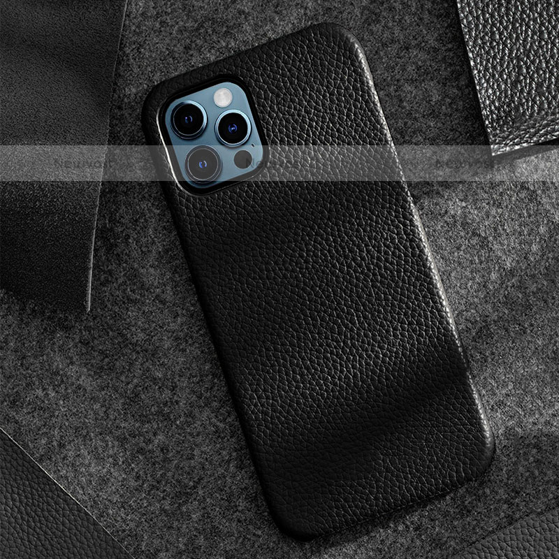 Soft Luxury Leather Snap On Case Cover A12 for Apple iPhone 15 Pro Black