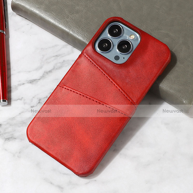 Soft Luxury Leather Snap On Case Cover A15 for Apple iPhone 13 Pro Red