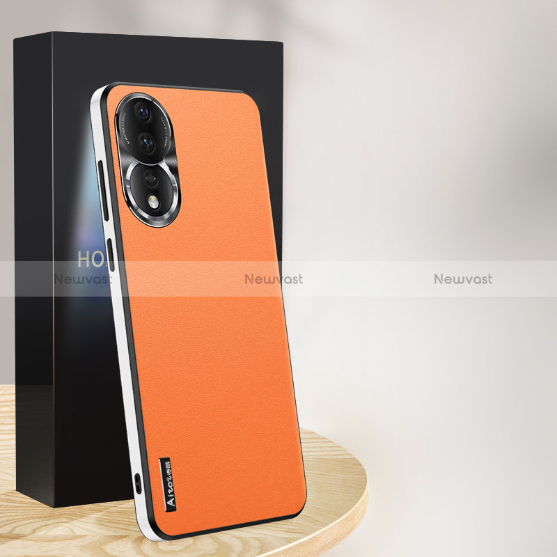 Soft Luxury Leather Snap On Case Cover AT1 for Huawei Honor 80 5G Orange