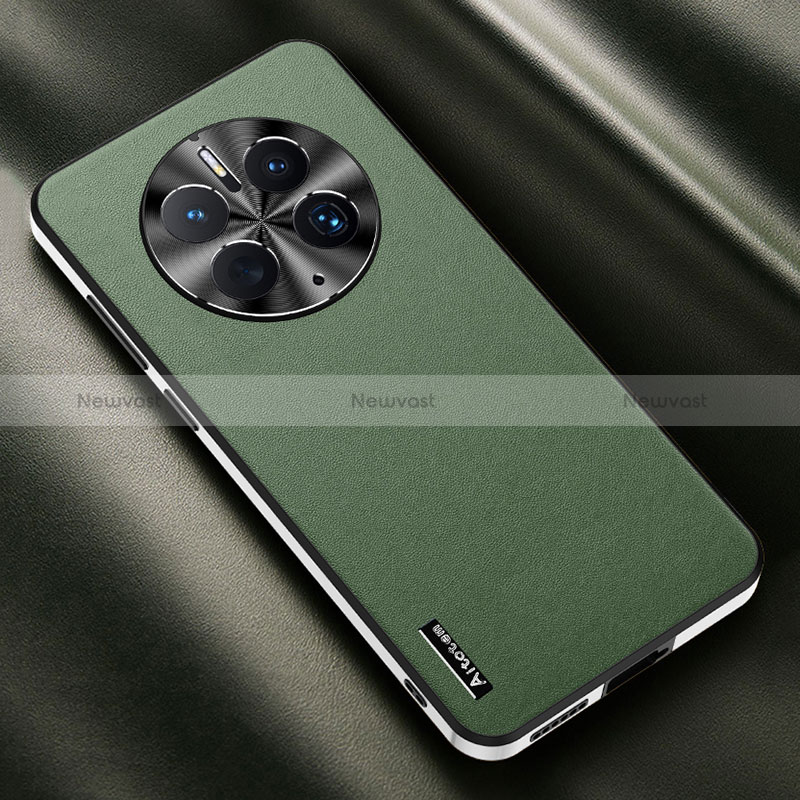 Soft Luxury Leather Snap On Case Cover AT1 for Huawei Mate 50 Green