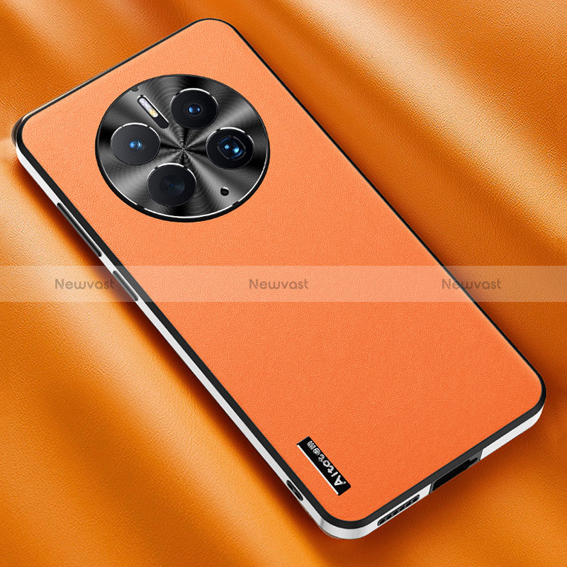 Soft Luxury Leather Snap On Case Cover AT1 for Huawei Mate 50E Orange