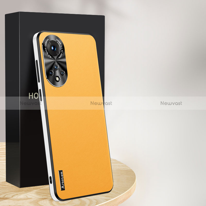 Soft Luxury Leather Snap On Case Cover AT1 for Huawei Nova 9 Pro Yellow