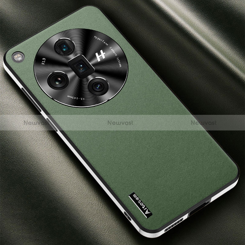 Soft Luxury Leather Snap On Case Cover AT1 for Oppo Find X7 Ultra 5G Green