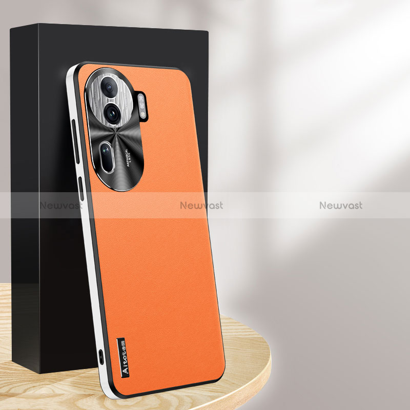 Soft Luxury Leather Snap On Case Cover AT1 for Oppo Reno11 Pro 5G Orange