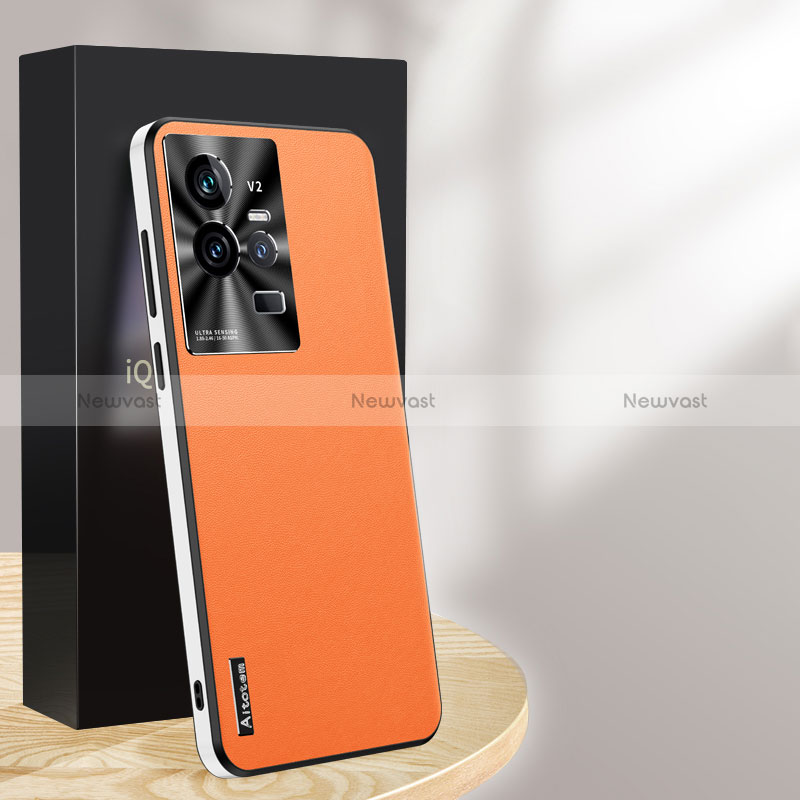 Soft Luxury Leather Snap On Case Cover AT1 for Vivo iQOO 11 5G Orange