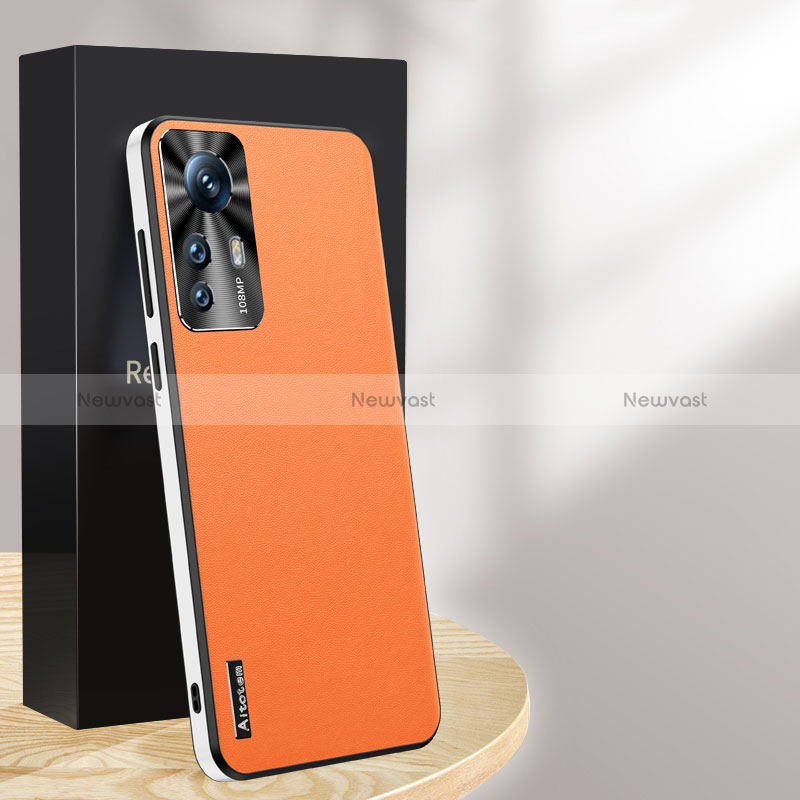 Soft Luxury Leather Snap On Case Cover AT1 for Xiaomi Mi 12T Pro 5G Orange