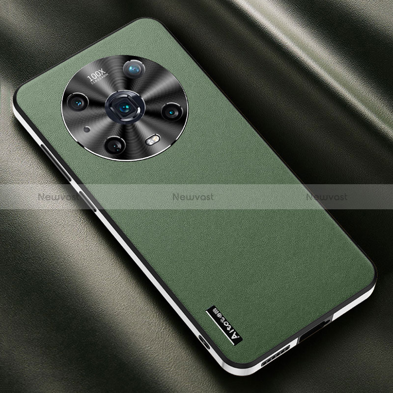 Soft Luxury Leather Snap On Case Cover AT2 for Huawei Honor Magic4 Pro 5G Green