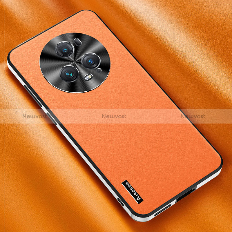 Soft Luxury Leather Snap On Case Cover AT2 for Huawei Honor Magic5 Pro 5G Orange