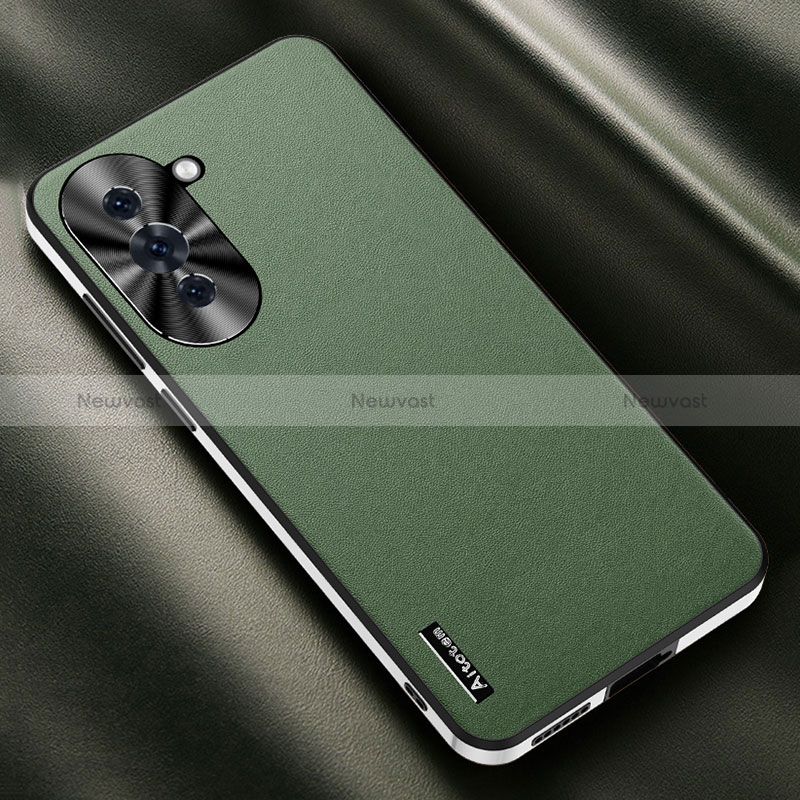 Soft Luxury Leather Snap On Case Cover AT2 for Huawei Nova 10 Green