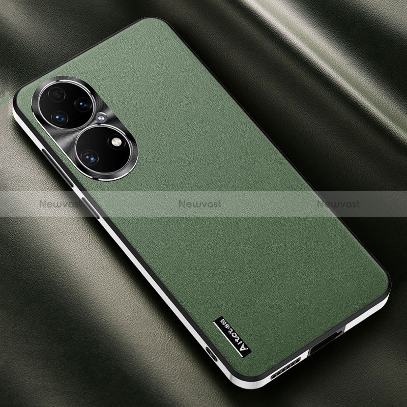 Soft Luxury Leather Snap On Case Cover AT2 for Huawei P50 Green