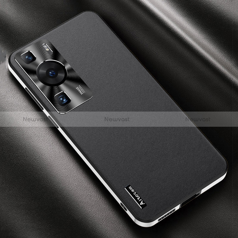 Soft Luxury Leather Snap On Case Cover AT2 for Huawei P60 Pro Black