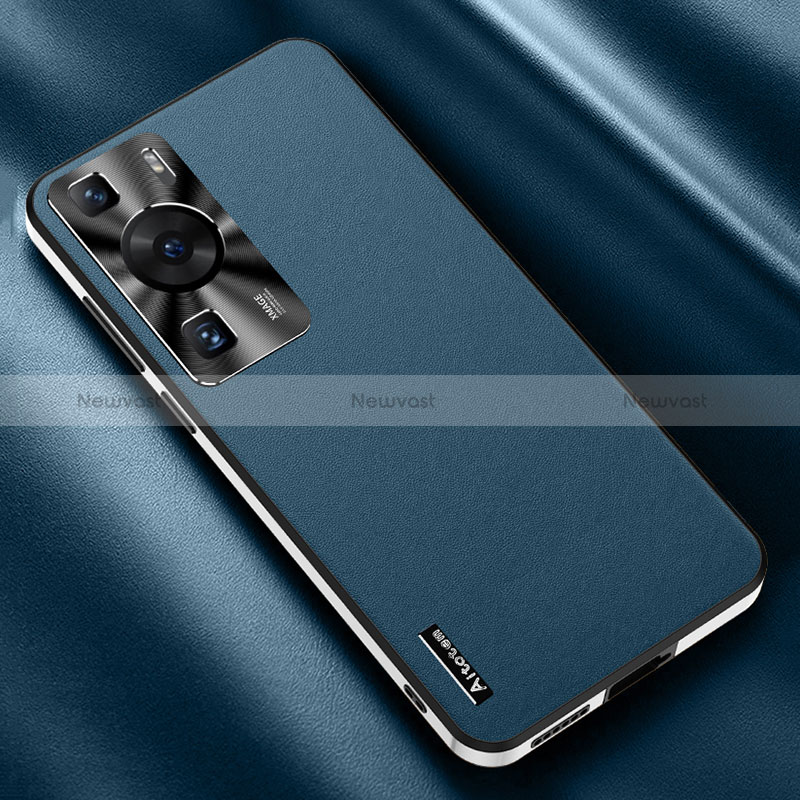 Soft Luxury Leather Snap On Case Cover AT2 for Huawei P60 Pro Blue