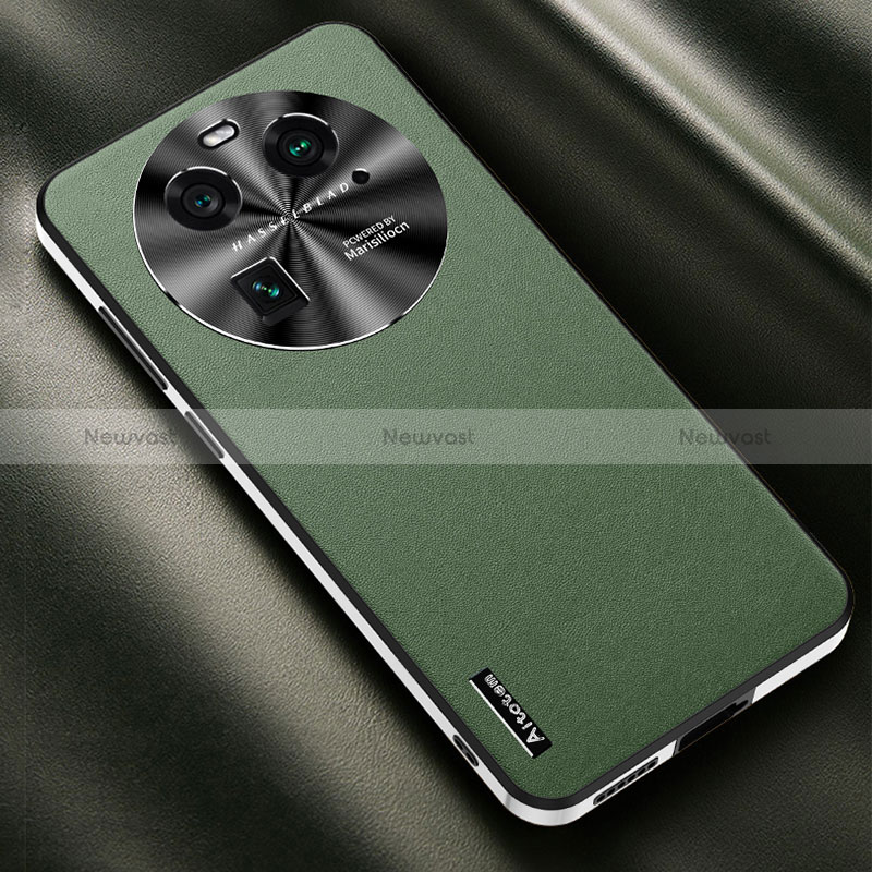 Soft Luxury Leather Snap On Case Cover AT2 for Oppo Find X6 5G Green