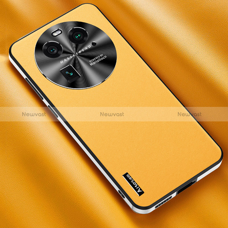 Soft Luxury Leather Snap On Case Cover AT2 for Oppo Find X6 5G Yellow