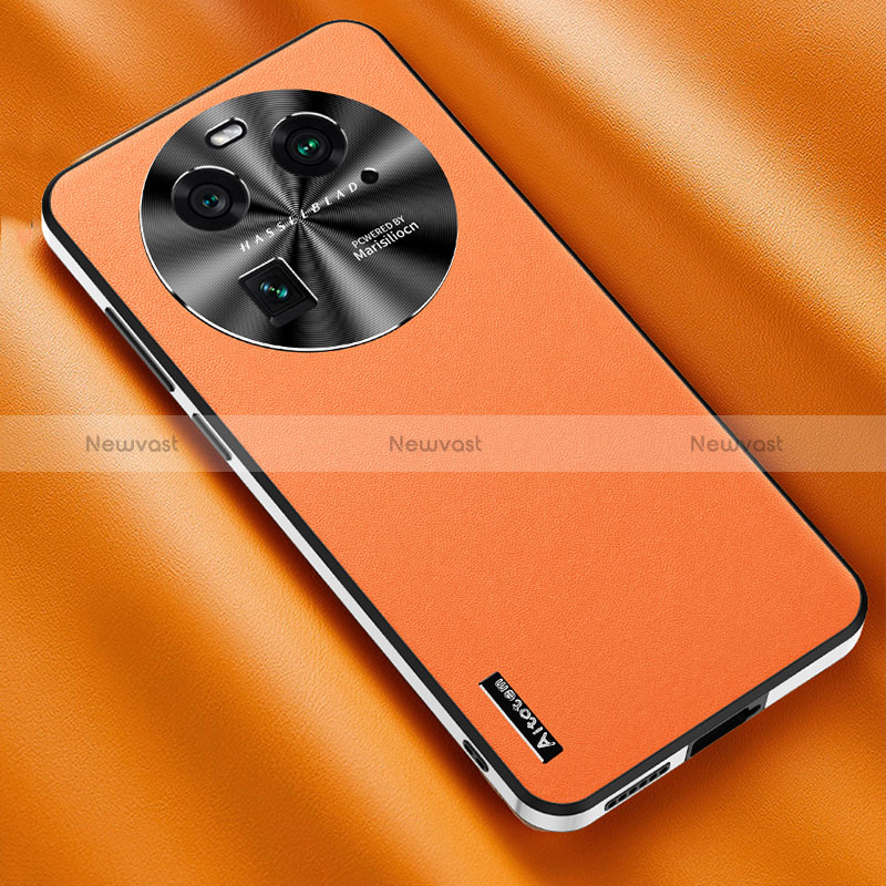 Soft Luxury Leather Snap On Case Cover AT2 for Oppo Find X6 Pro 5G Orange