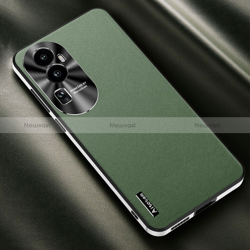 Soft Luxury Leather Snap On Case Cover AT2 for Oppo Reno10 Pro+ Plus 5G Green