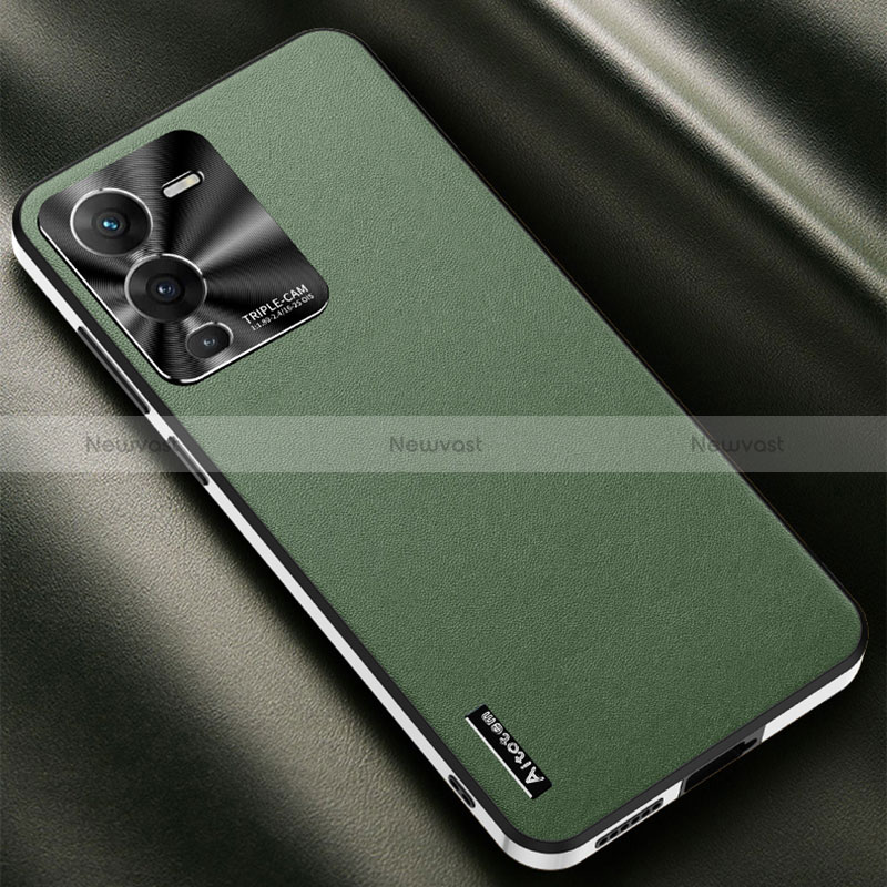 Soft Luxury Leather Snap On Case Cover AT2 for Vivo V25 Pro 5G Green