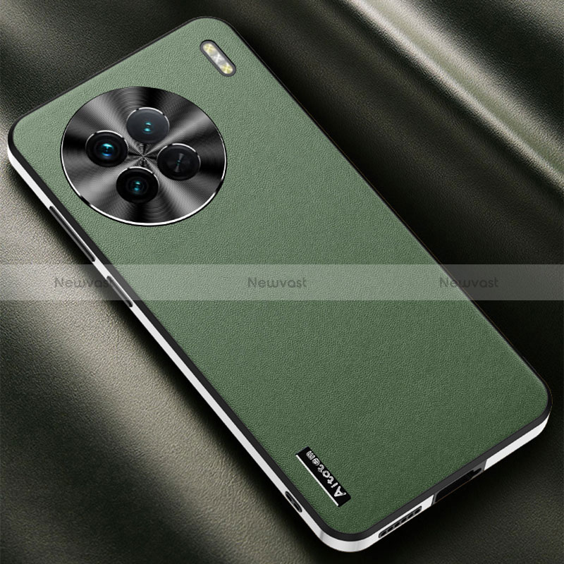 Soft Luxury Leather Snap On Case Cover AT2 for Vivo X90 Pro 5G Green