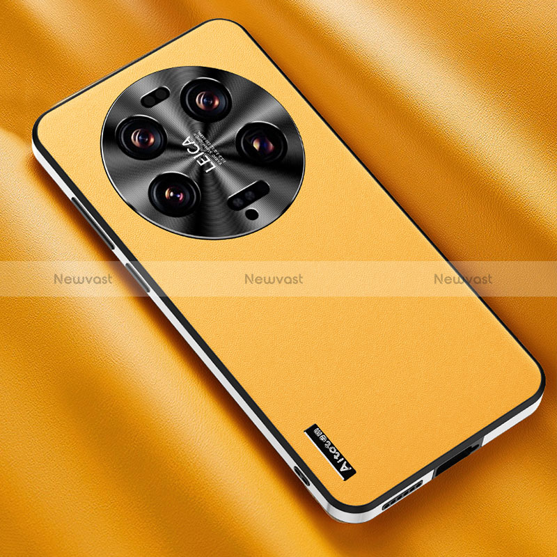 Soft Luxury Leather Snap On Case Cover AT2 for Xiaomi Mi 13 Ultra 5G Yellow