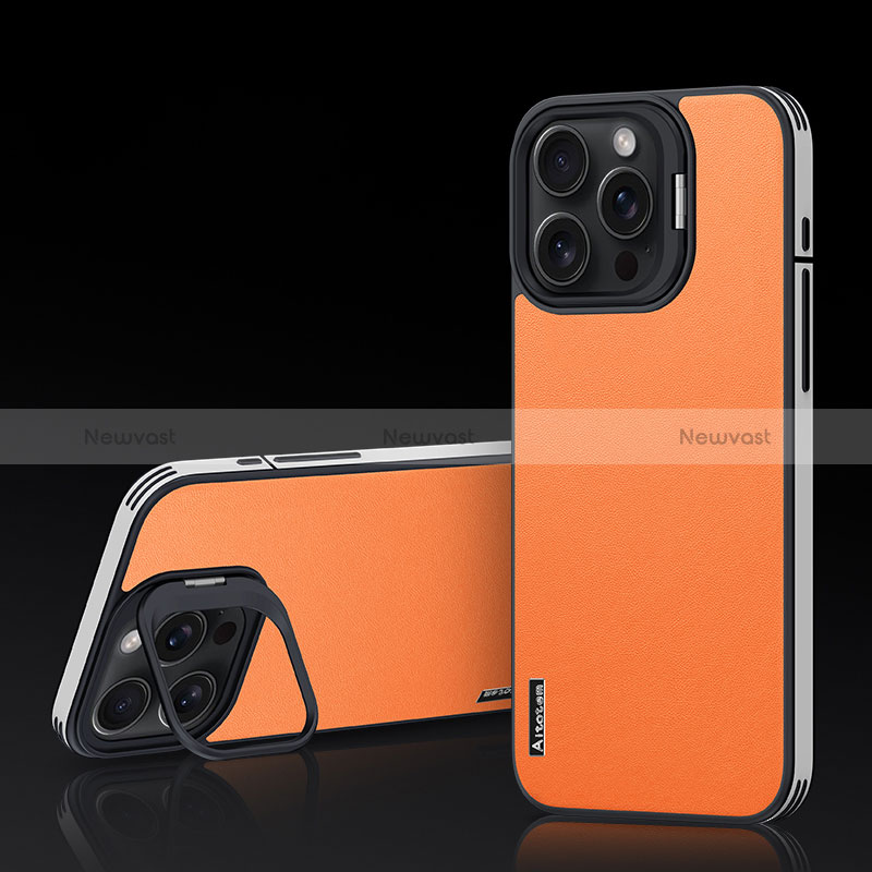 Soft Luxury Leather Snap On Case Cover AT5 for Apple iPhone 14 Pro Orange