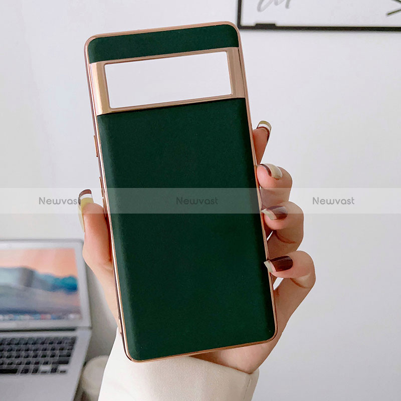 Soft Luxury Leather Snap On Case Cover B01H for Google Pixel 6 Pro 5G Green