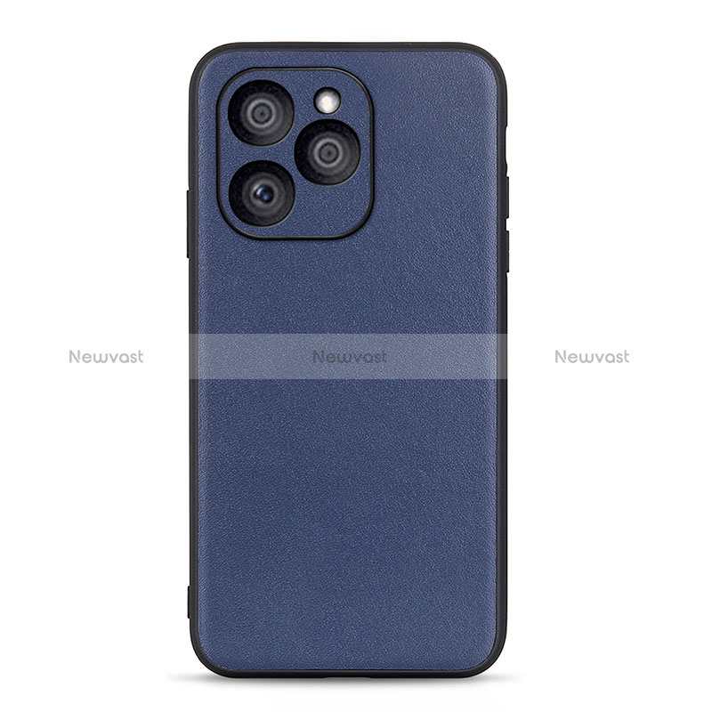 Soft Luxury Leather Snap On Case Cover B01H for Huawei Honor 60 SE 5G Blue