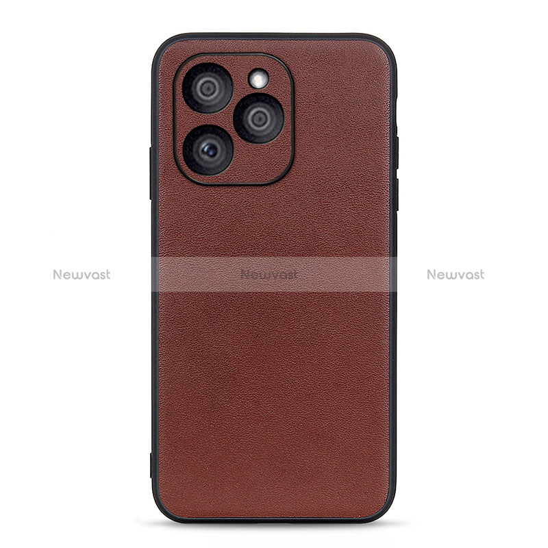 Soft Luxury Leather Snap On Case Cover B01H for Huawei Honor 60 SE 5G Brown