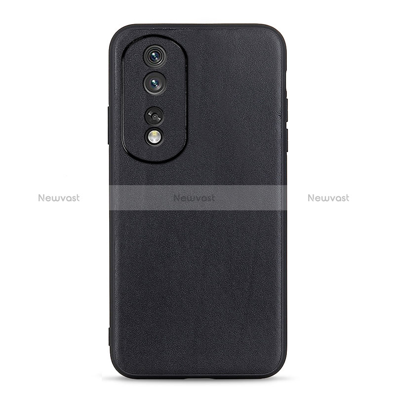 Soft Luxury Leather Snap On Case Cover B01H for Huawei Honor 80 5G Black