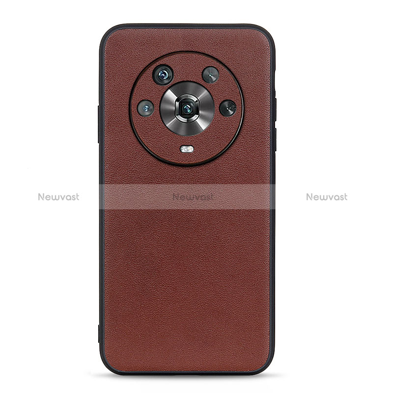 Soft Luxury Leather Snap On Case Cover B01H for Huawei Honor Magic4 5G Brown