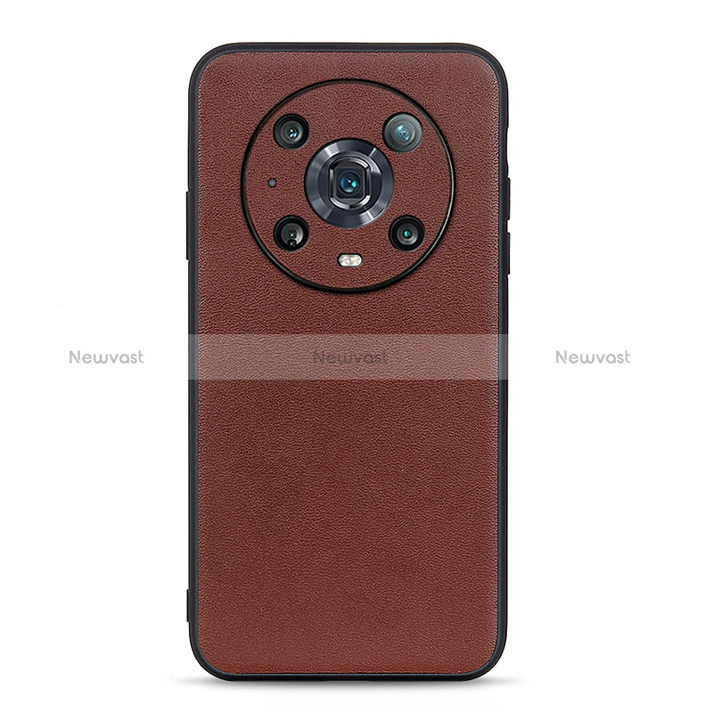 Soft Luxury Leather Snap On Case Cover B01H for Huawei Honor Magic4 Pro 5G Brown