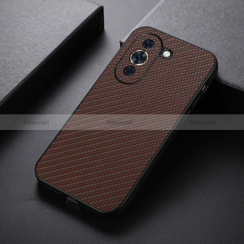 Soft Luxury Leather Snap On Case Cover B01H for Huawei Nova 10 Pro Brown