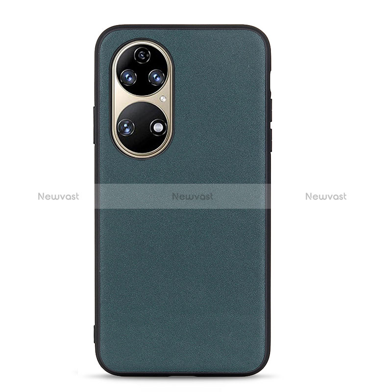 Soft Luxury Leather Snap On Case Cover B01H for Huawei P50 Pro Green