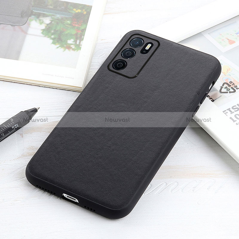 Soft Luxury Leather Snap On Case Cover B01H for Oppo A16s Black