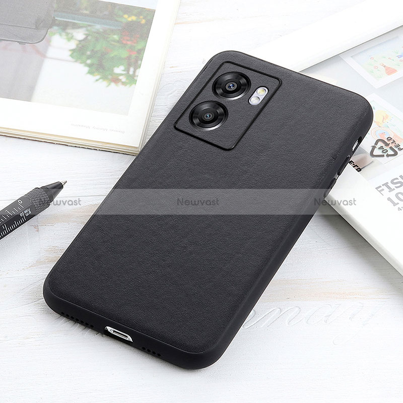 Soft Luxury Leather Snap On Case Cover B01H for Oppo A56S 5G Black