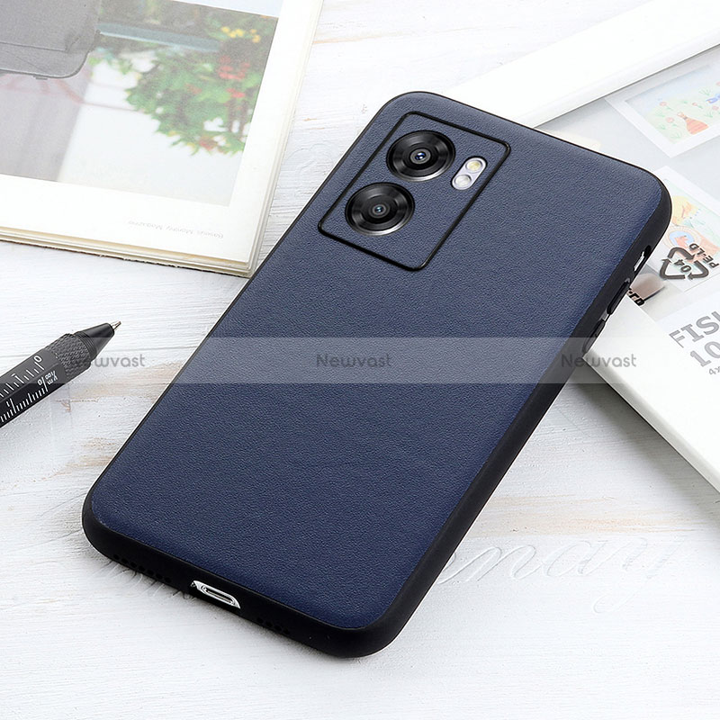 Soft Luxury Leather Snap On Case Cover B01H for Oppo A77 5G Blue