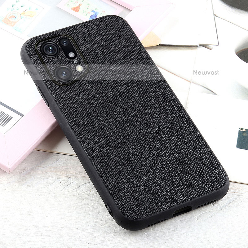Soft Luxury Leather Snap On Case Cover B01H for Oppo Find X5 Pro 5G Black
