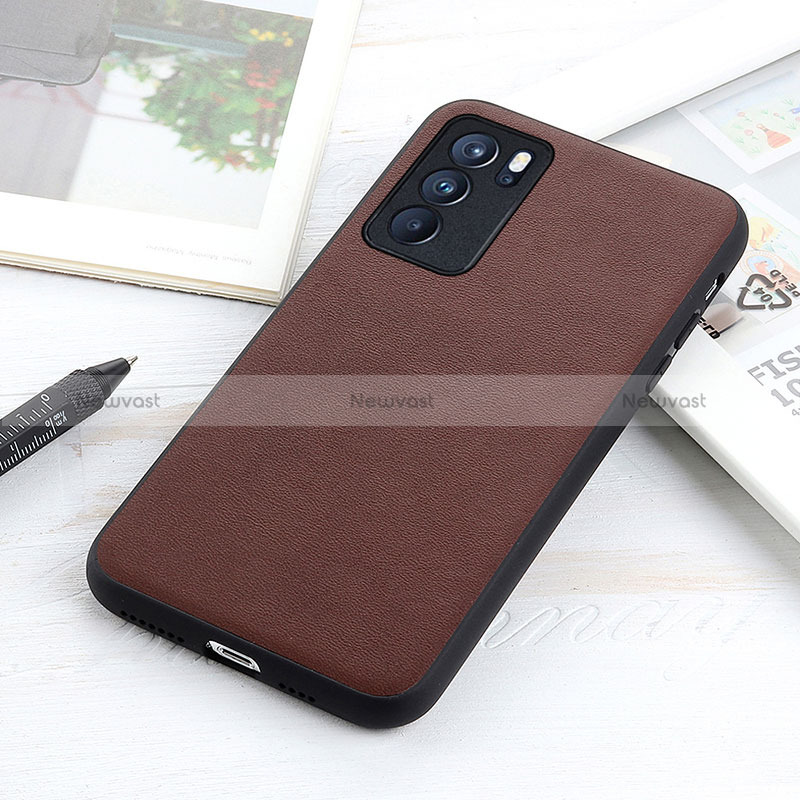 Soft Luxury Leather Snap On Case Cover B01H for Oppo Reno6 Pro 5G India Brown