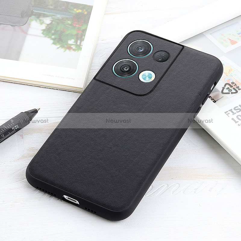 Soft Luxury Leather Snap On Case Cover B01H for Oppo Reno8 5G Black