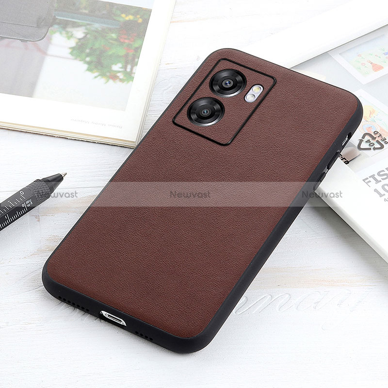 Soft Luxury Leather Snap On Case Cover B01H for Realme Q5i 5G Brown