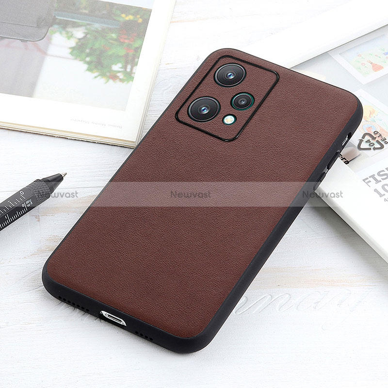 Soft Luxury Leather Snap On Case Cover B01H for Realme V25 5G Brown