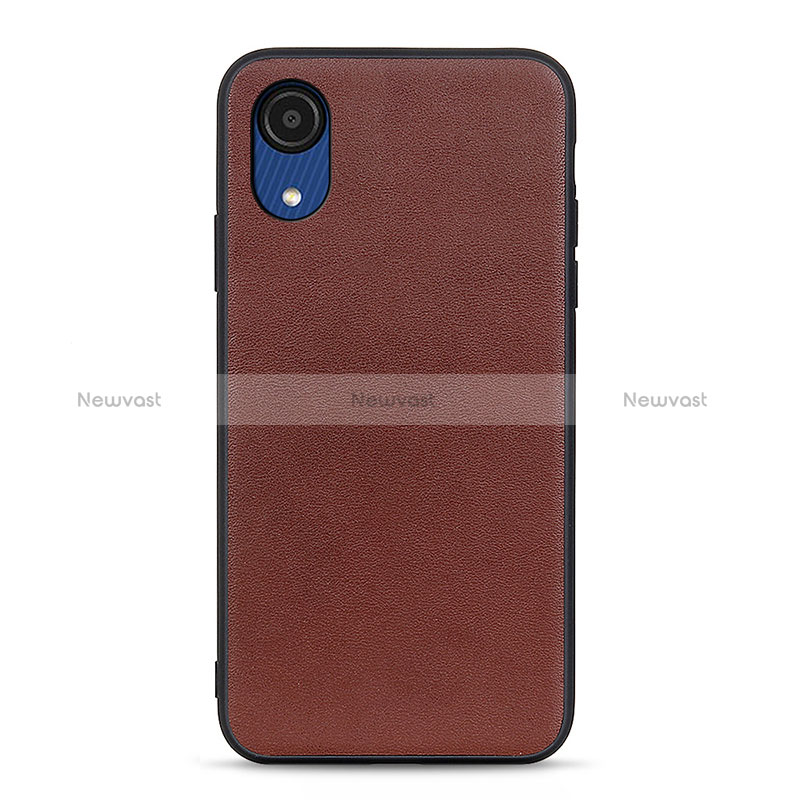 Soft Luxury Leather Snap On Case Cover B01H for Samsung Galaxy A03 Core Brown