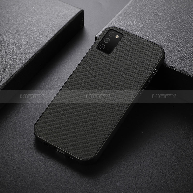 Soft Luxury Leather Snap On Case Cover B01H for Samsung Galaxy A03s Black