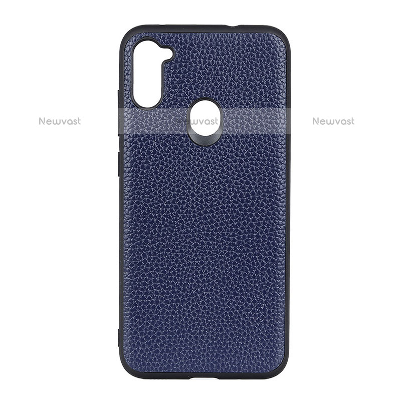 Soft Luxury Leather Snap On Case Cover B01H for Samsung Galaxy A11 Blue