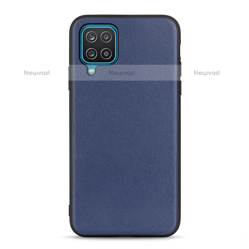 Soft Luxury Leather Snap On Case Cover B01H for Samsung Galaxy A12 Blue