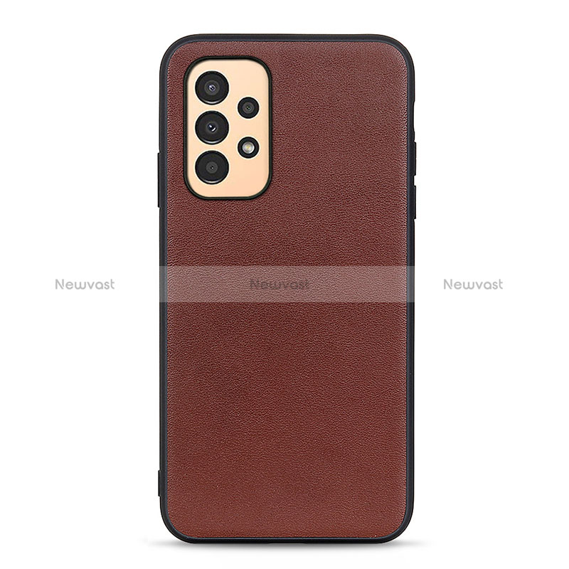 Soft Luxury Leather Snap On Case Cover B01H for Samsung Galaxy A13 4G Brown